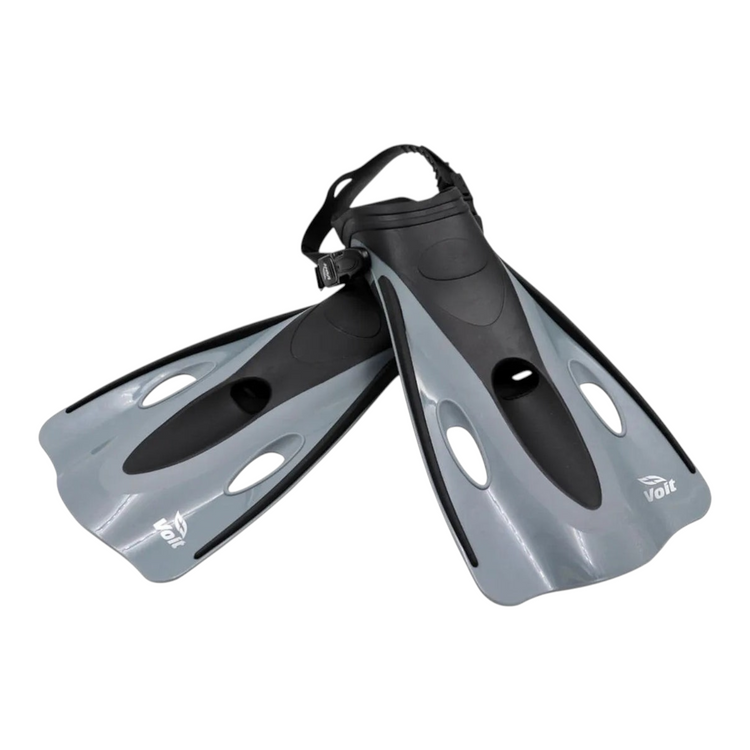 Aletas de natación ajustables Radach Sports Voit para niño en color gris, fabricadas en TPE y PP con diseño ergonómico