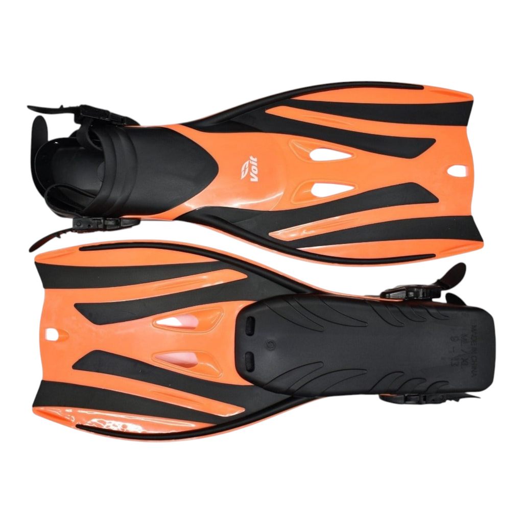 Aletas de natación Radach Sports Voit color naranja y negro con hebillas ajustables para adultos