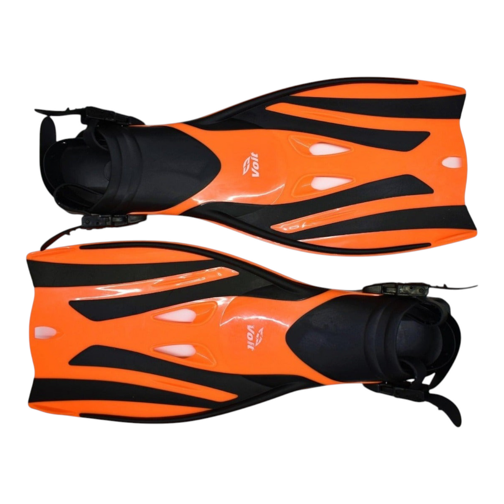 Aletas de natación Radach Sports Voit en color naranja y negro con hebillas ajustables para adultos
