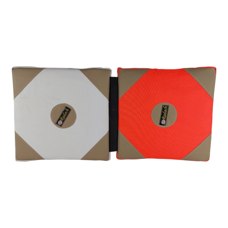 Almohadilla doble Radach Sports para béisbol y softbol con base blanca y naranja, resistente a spikes de metal.
