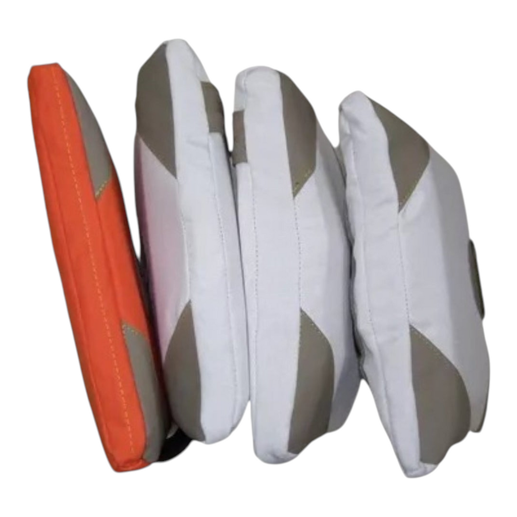 Set de 4 almohadillas Radach Sports para béisbol infantil en color blanco y naranja con refuerzos de piel