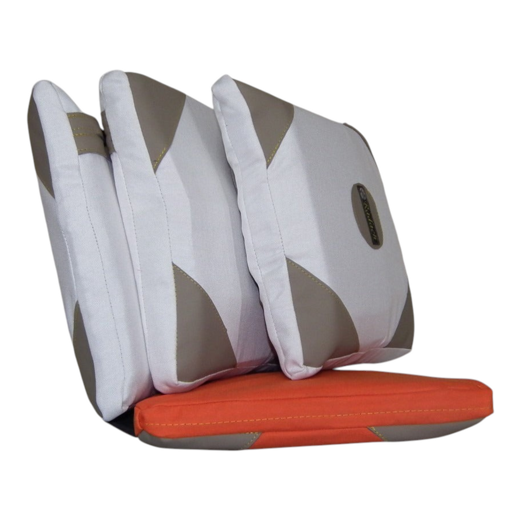 Set de 4 almohadillas Radach Sports para beisbol infantil en blanco, gris y naranja con refuerzos de piel
