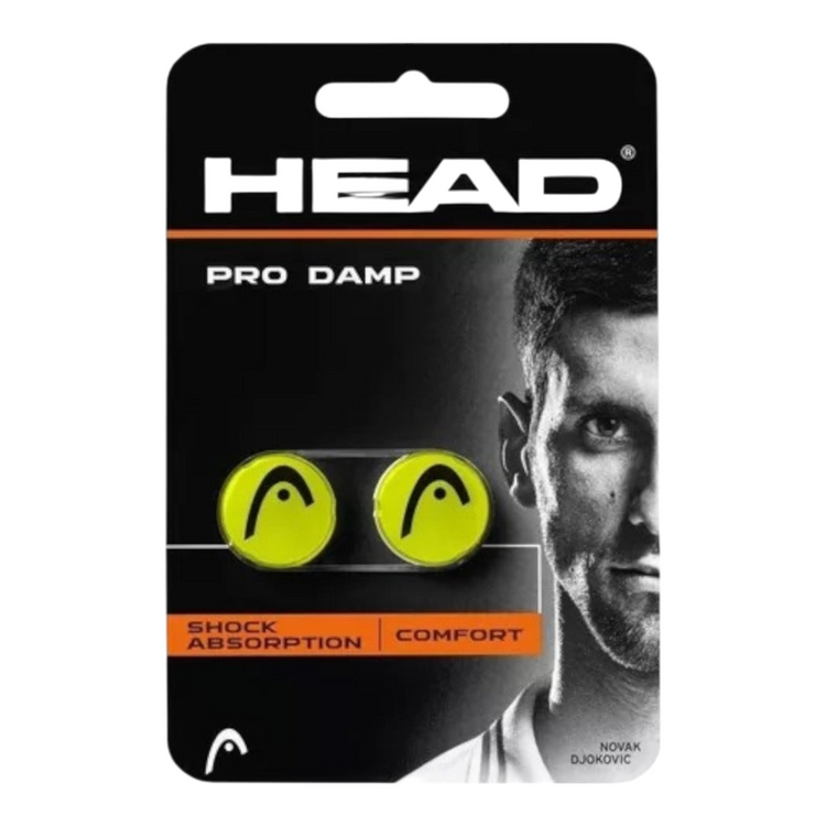 Antivibradores Radach Sports Head Pro Damp amarillos para cuerdas de raqueta de tenis con logo negro