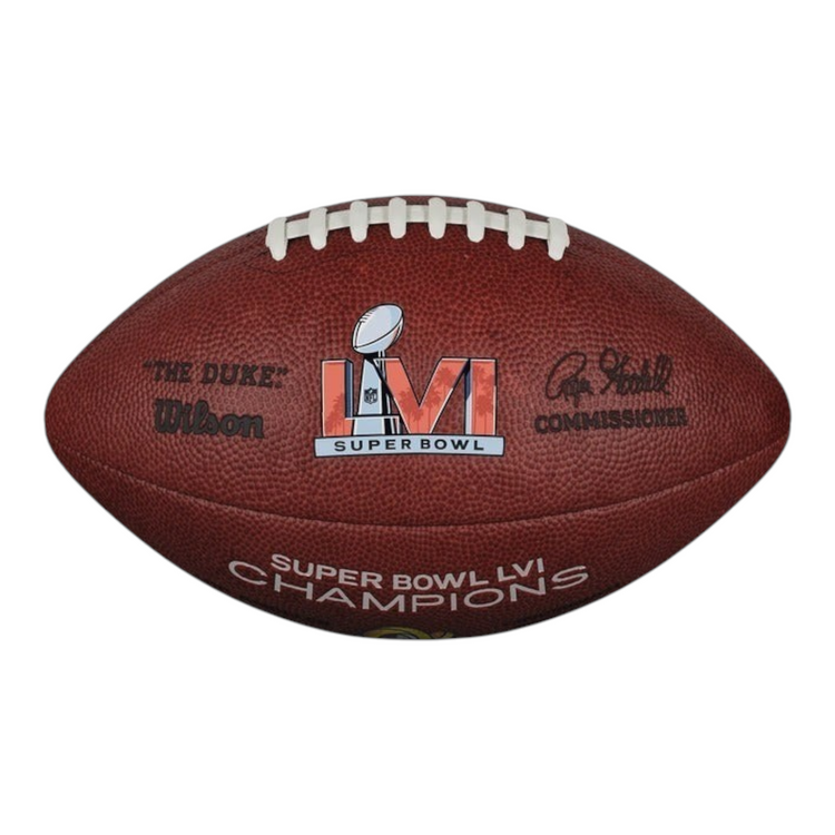 Balón de fútbol americano Radach Sports Wilson Super Bowl LVI de piel marrón con logotipos conmemorativos