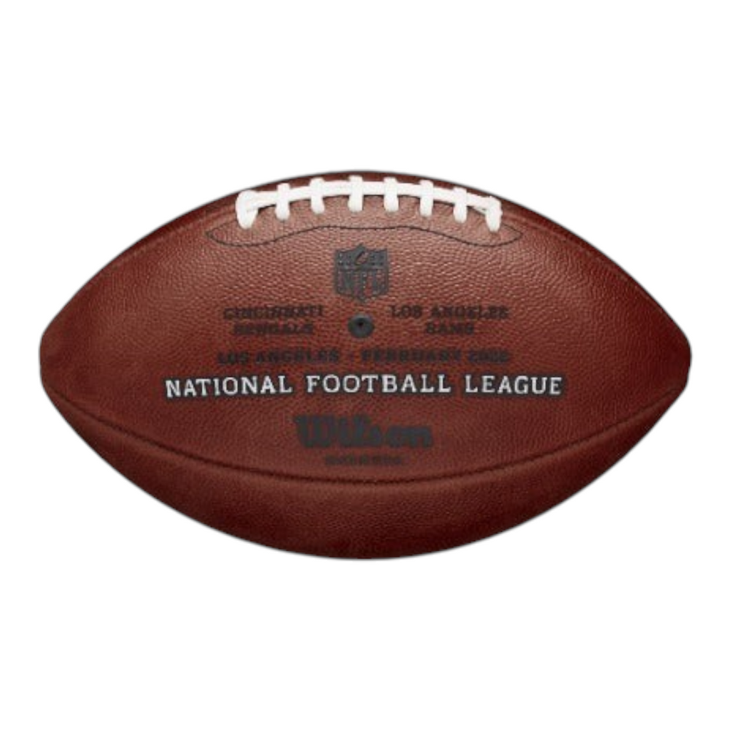 Balón de fútbol americano Radach Sports Wilson The Duke oficial del Super Bowl LVI en piel marrón con cordones blancos