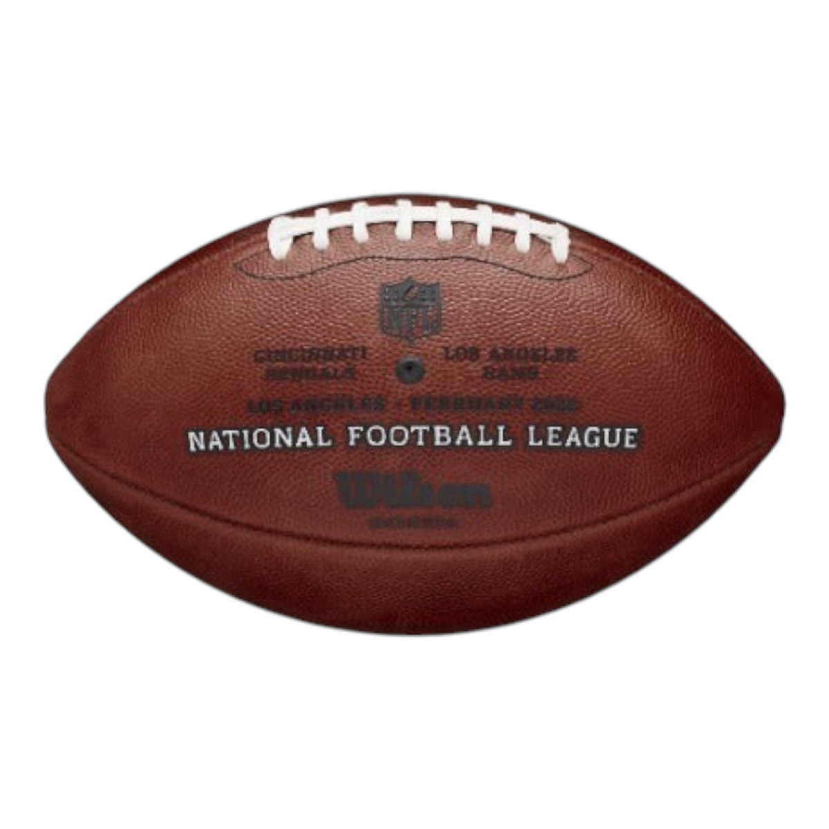 Balón de fútbol americano Radach Sports Wilson The Duke oficial del Super Bowl LVI en piel marrón con cordones blancos