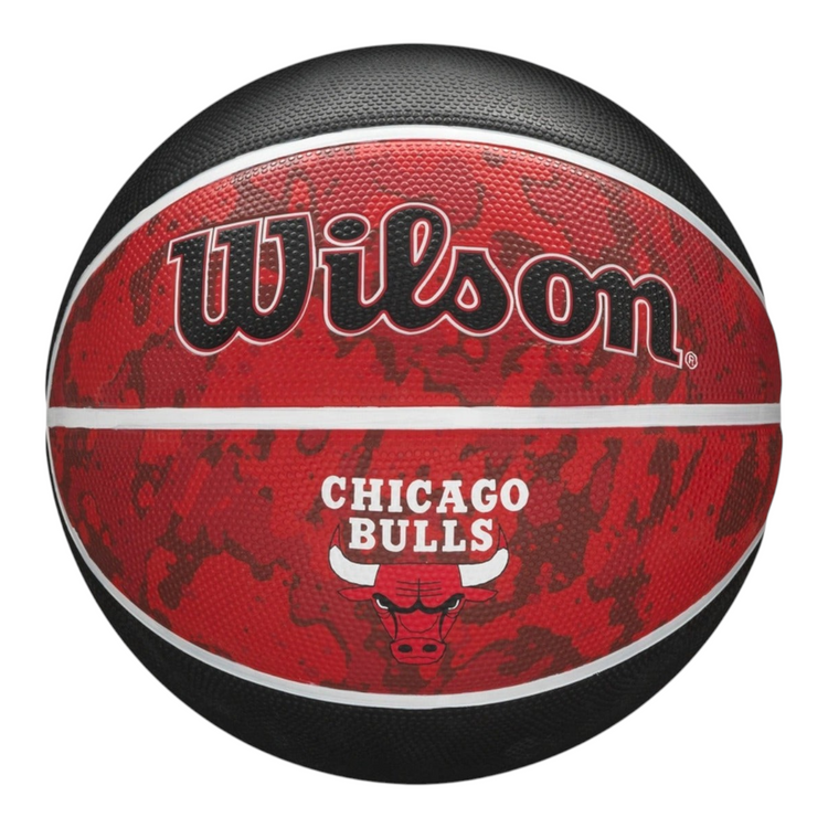 Balón de baloncesto Radach Sports Wilson NBA Chicago Bulls tamaño 7 con diseño tie-dye rojo y negro para exteriores