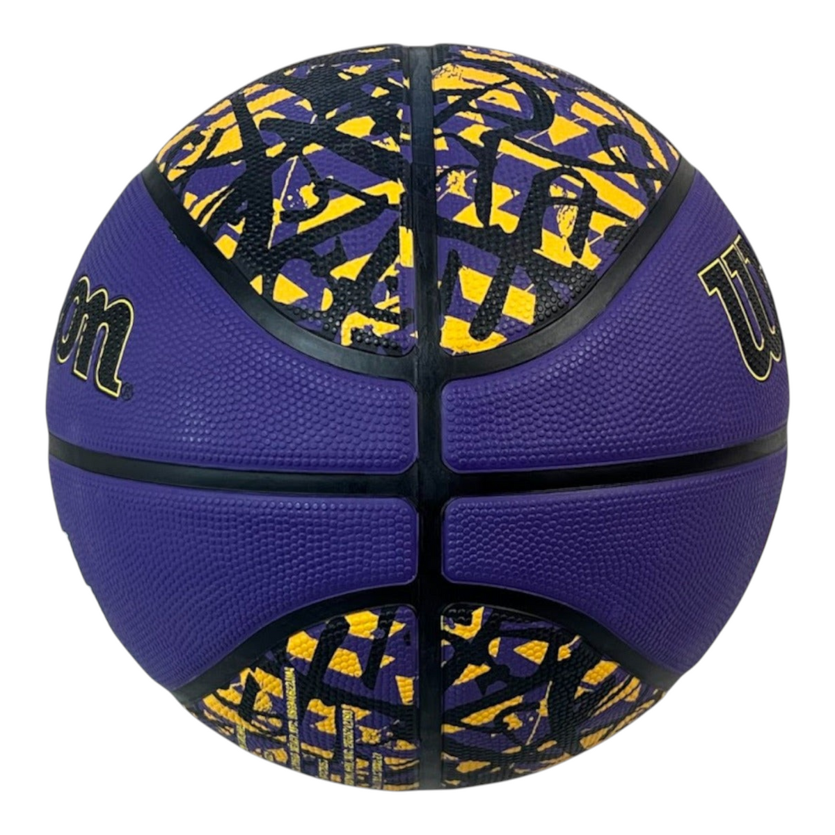 Balón de baloncesto Radach Sports Wilson NBA Graffiti Lakers talla 7 con diseño morado y amarillo para exteriores