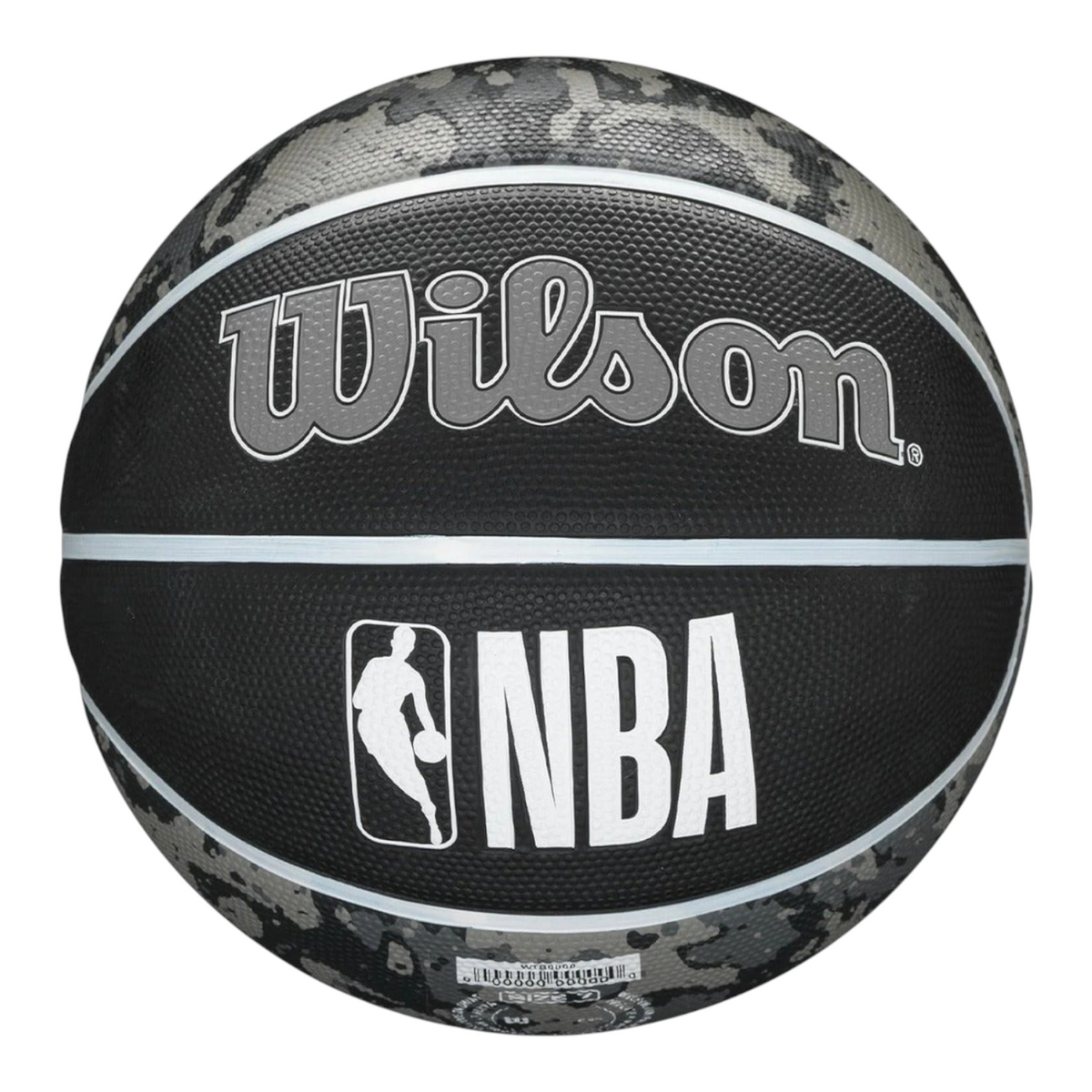 Balón de baloncesto Radach Sports Wilson NBA Nets talla 7 con diseño camuflaje negro y gris para exteriores