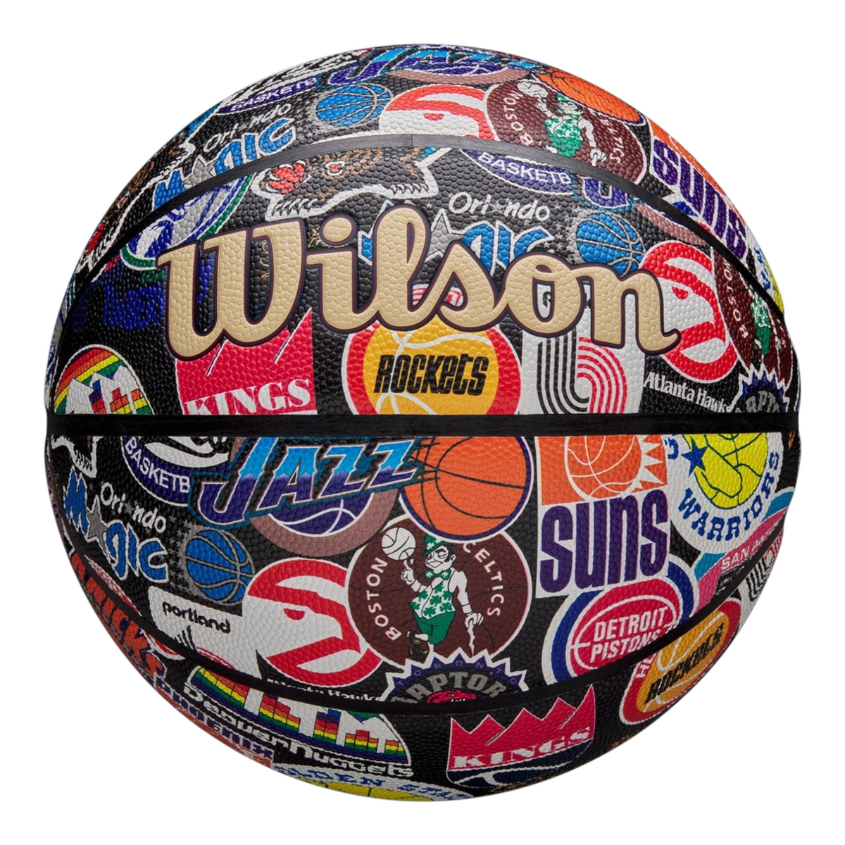 Balón de baloncesto Radach Sports Wilson NBA All Teams Retro con logotipos clásicos y cubierta Pure Feel