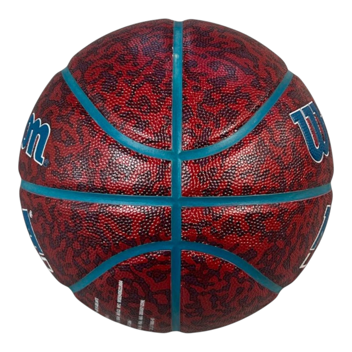 Balón de baloncesto Radach Sports Wilson NCAA Legend rojo con diseño texturizado y canales azules de alto agarre