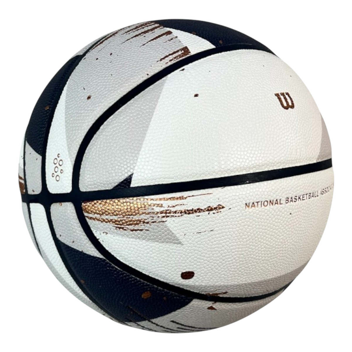 Balón de baloncesto Radach Sports Wilson NBA Expression color champán y blanco con diseño artístico y agarre superior