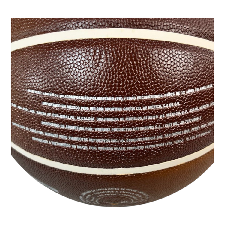 Balón de baloncesto Radach Sports Wilson NBA Champagne talla 7 con superficie de poliuretano texturizada y surcos