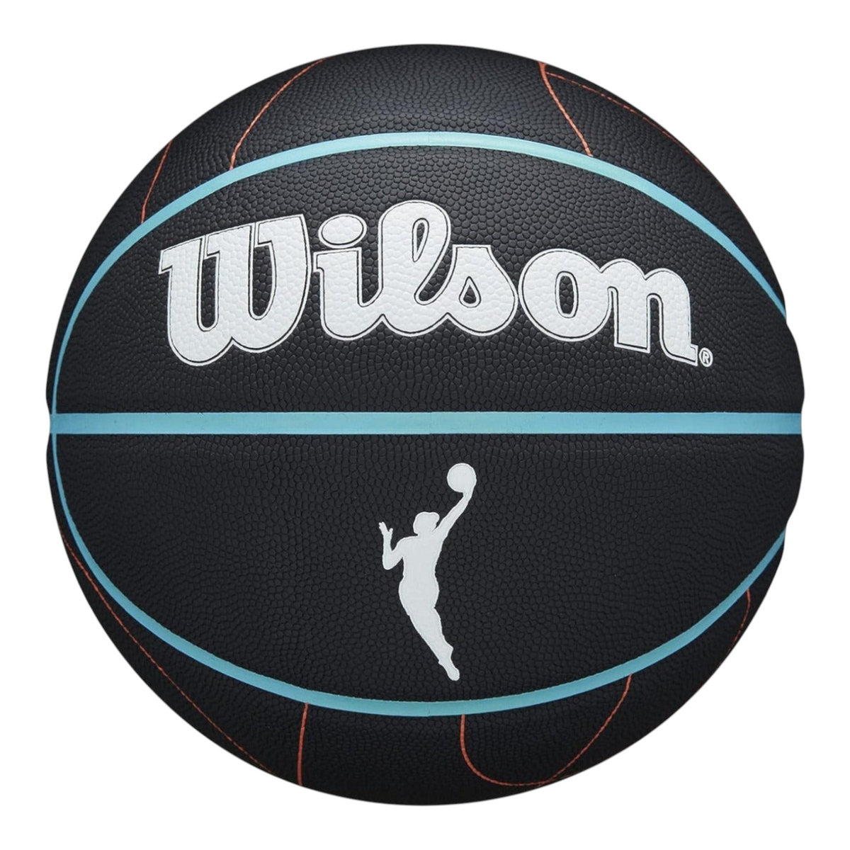 Balón de baloncesto Radach Sports Wilson WNBA Heir negro con detalles en azul y blanco para interior y exterior