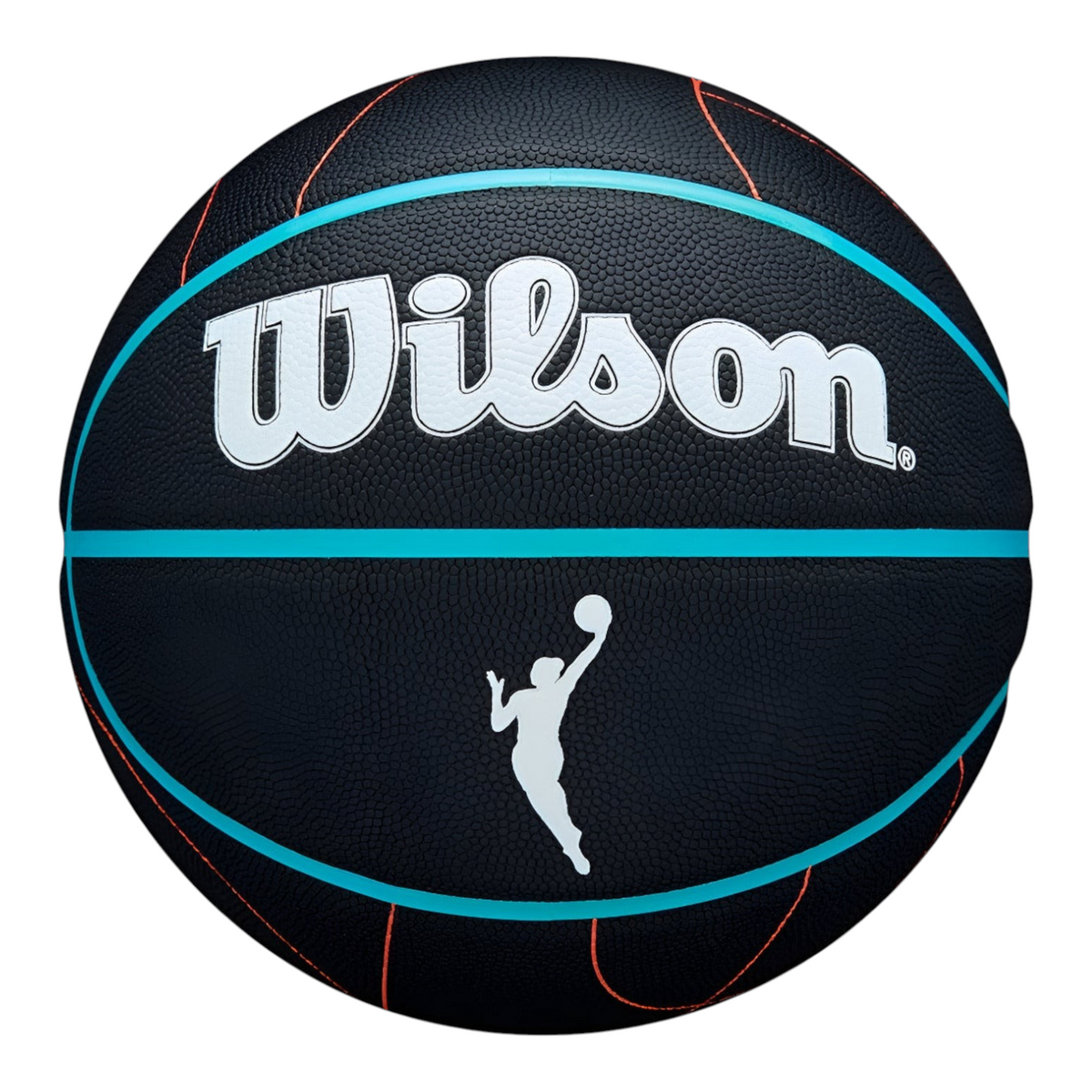 Balón de baloncesto Radach Sports Wilson WNBA Heir negro con detalles en azul y naranja para interior y exterior