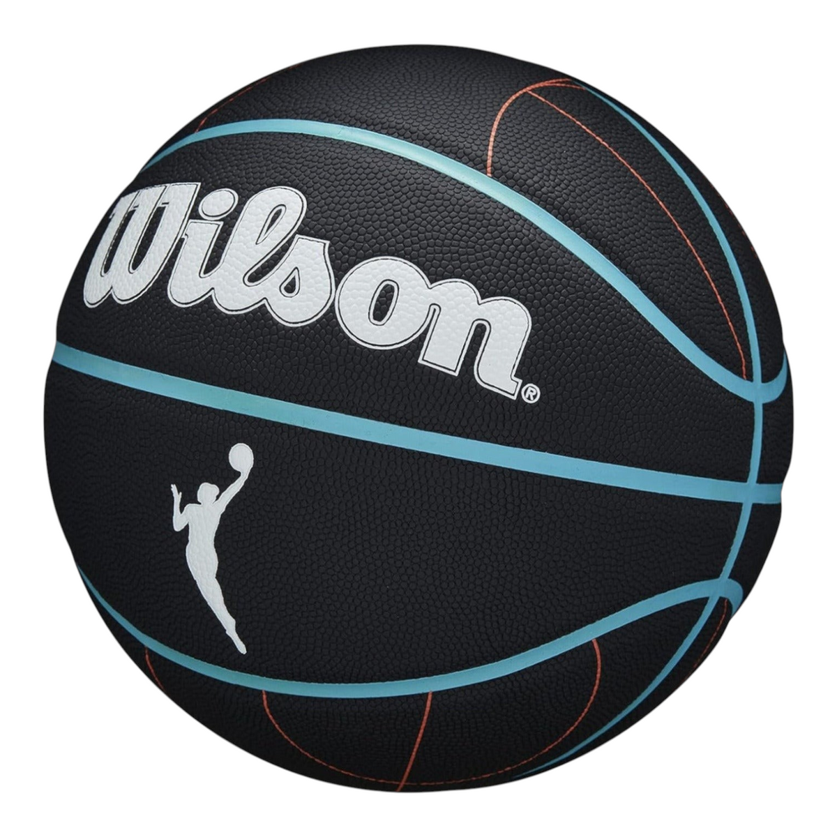 Balón de baloncesto Radach Sports Wilson WNBA Heir negro con detalles en azul y naranja para interior y exterior
