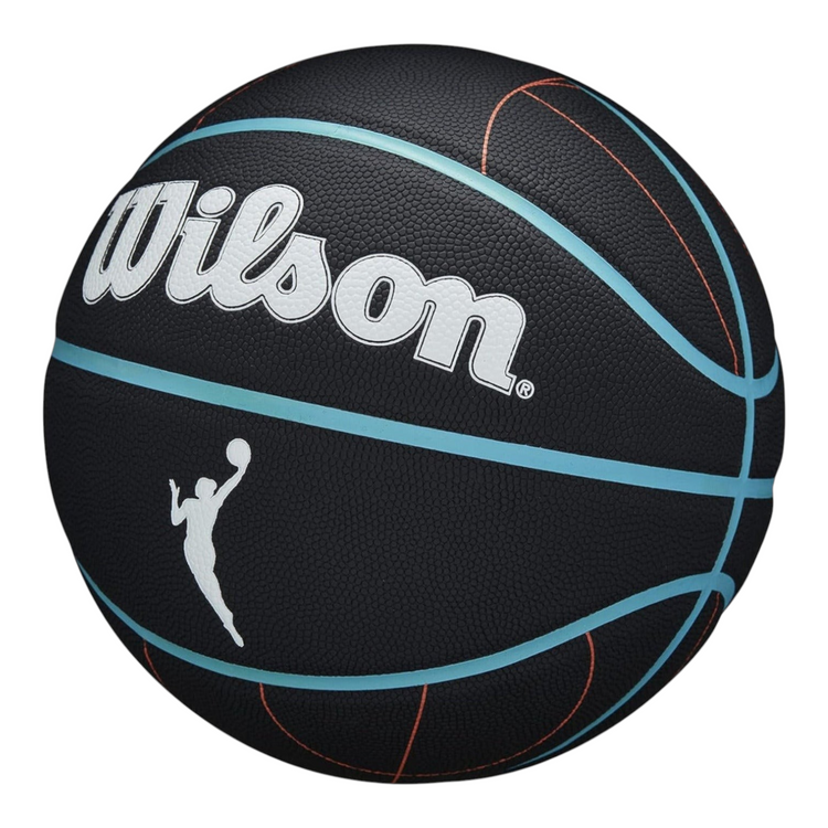 Balón de baloncesto Radach Sports Wilson WNBA Heir negro con detalles en azul y naranja para interior y exterior