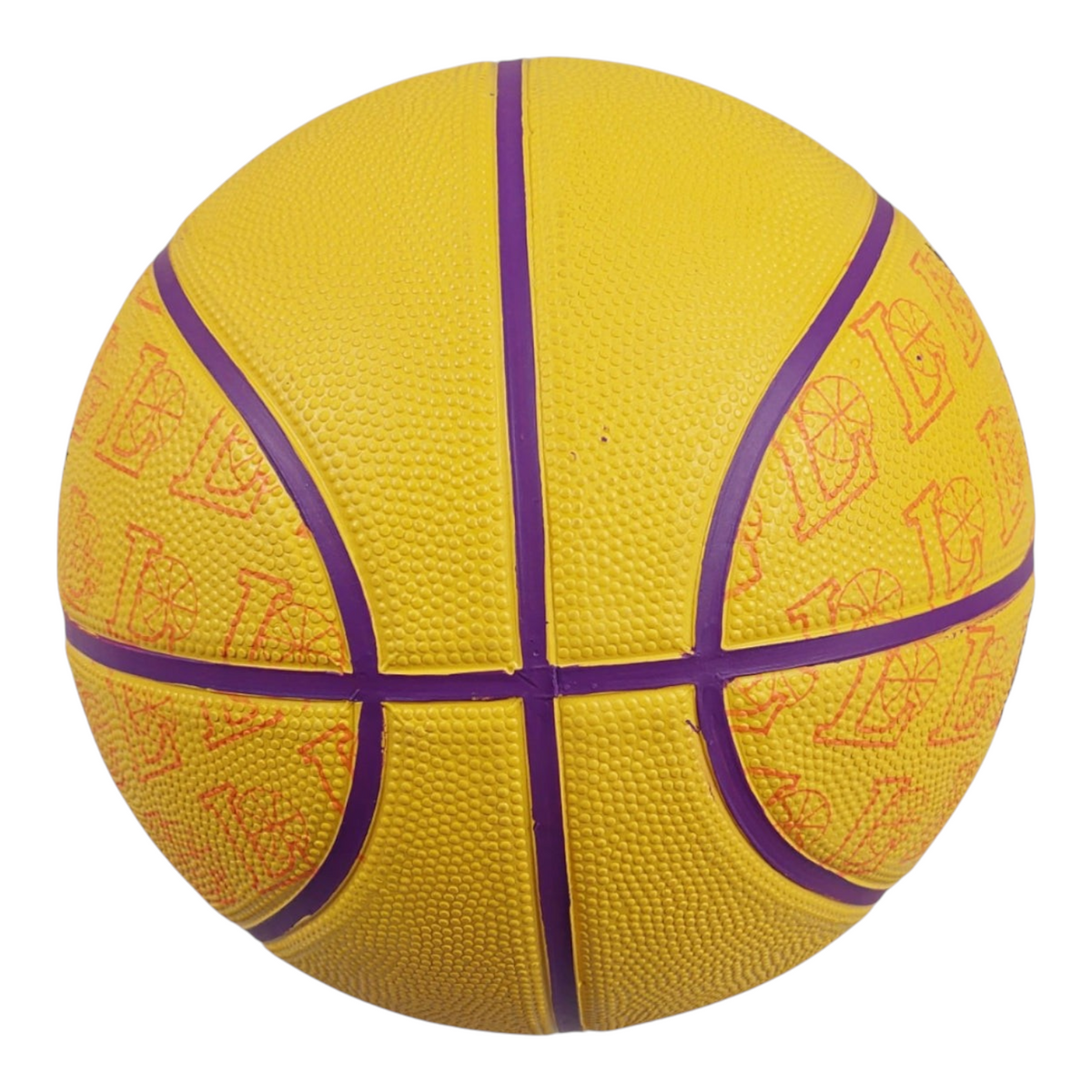 Balón de basquetbol Radach Sports Voit Champions número 7 en color amarillo con detalles morados y textura rugosa