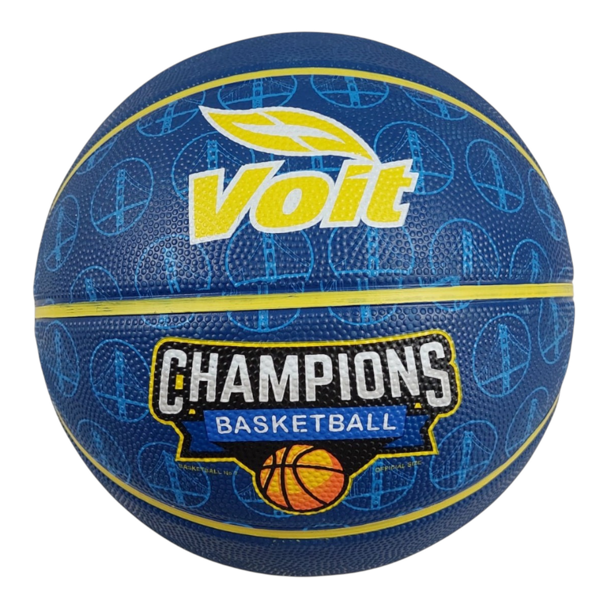 Balón de basquetbol Radach Sports Voit Champions GS BS-100 número 7 en color azul con detalles amarillos