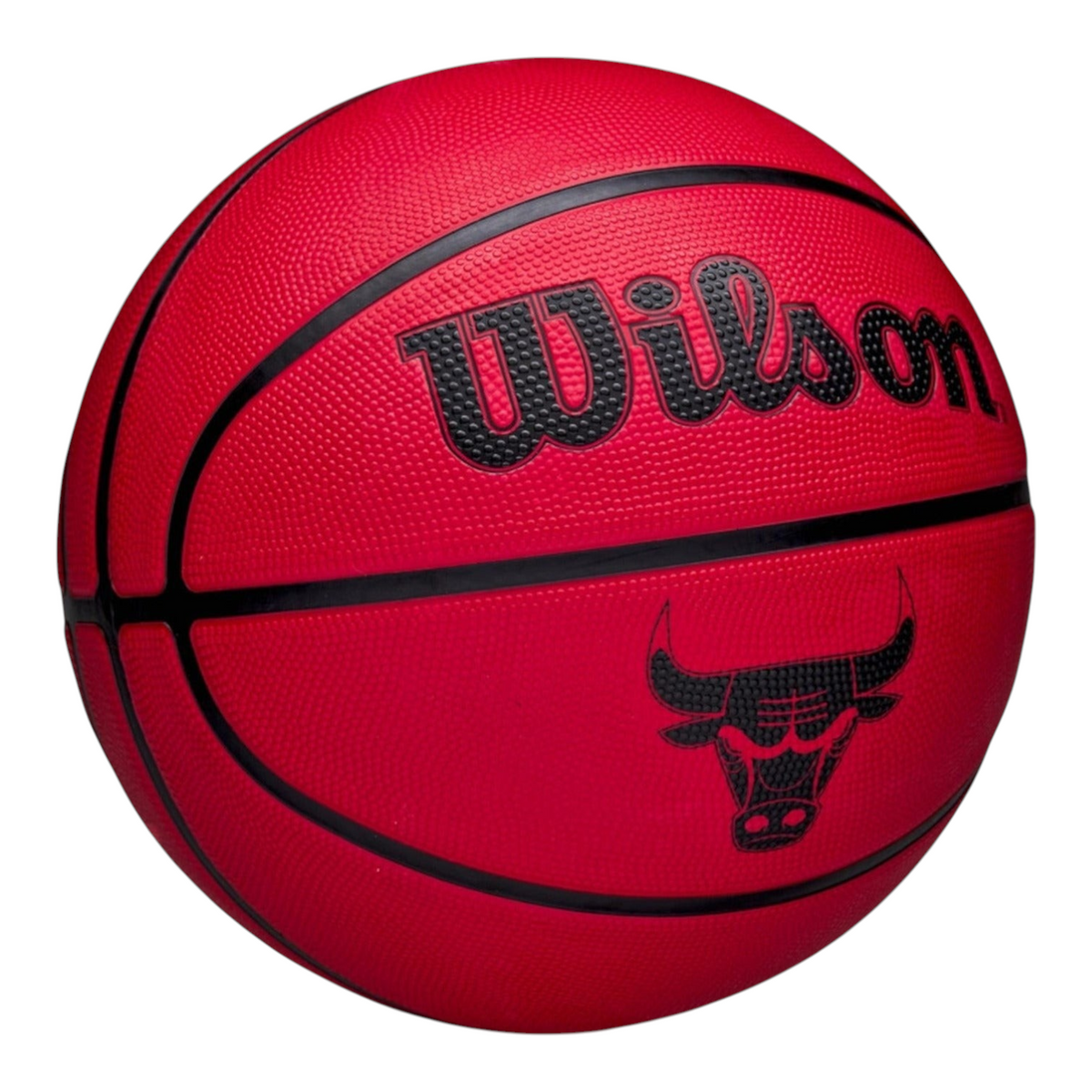Balón de básquetbol Radach Sports Wilson NBA Chicago Bulls rojo con logo oficial y canales negros para exteriores