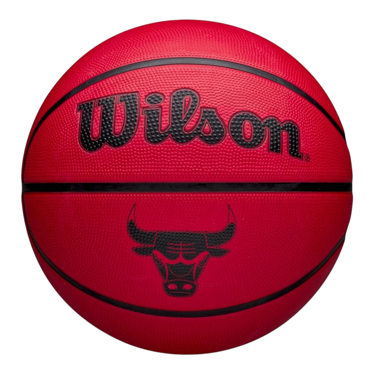 Balón de básquetbol Radach Sports Wilson NBA Chicago Bulls rojo con logo oficial y canales negros para exteriores