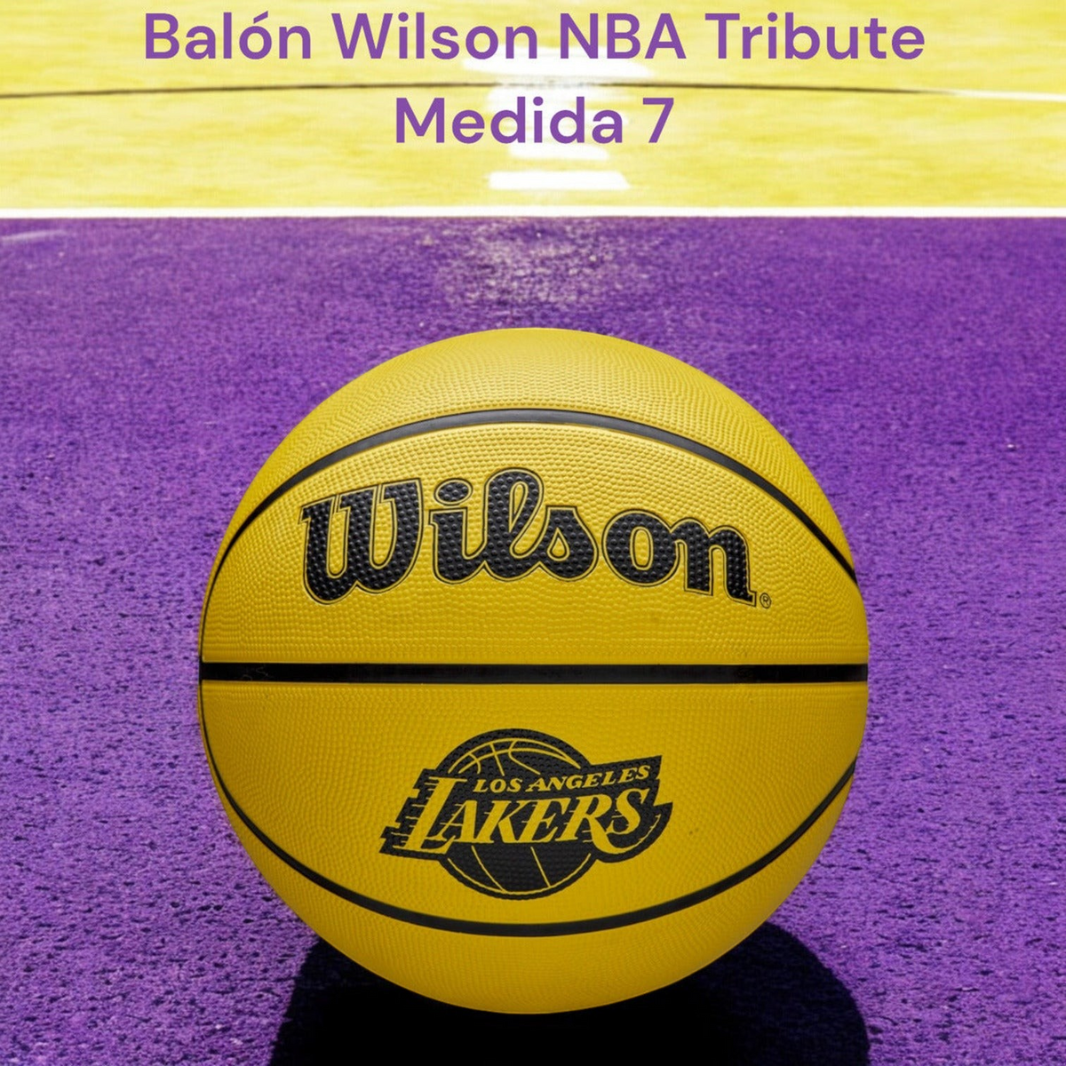 Balón de básquetbol Radach Sports Wilson NBA Lakers talla 7 color amarillo con logo del equipo para exteriores