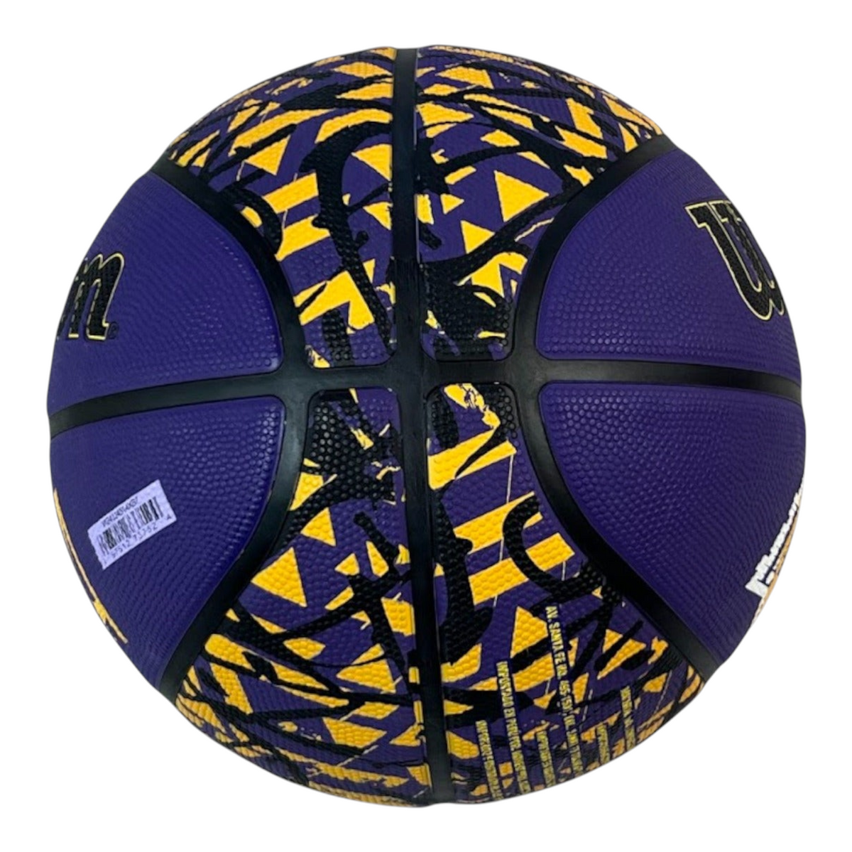 Balón de baloncesto Radach Sports Wilson NBA Lakers con diseño graffiti en colores morado y amarillo para exteriores