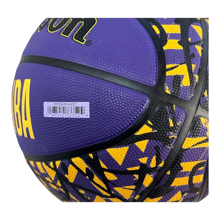 Balón de baloncesto Radach Sports Wilson NBA Graffiti Lakers morado y amarillo con diseño urbano para exteriores