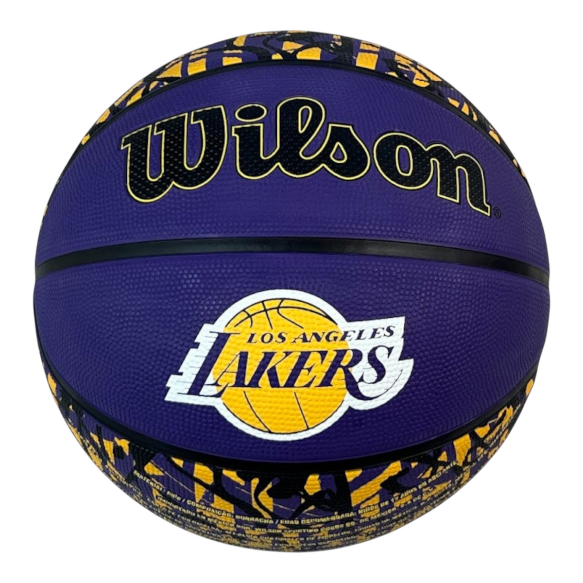 Balón de baloncesto Radach Sports Wilson NBA Graffiti Lakers morado y amarillo para exteriores, tamaño 7