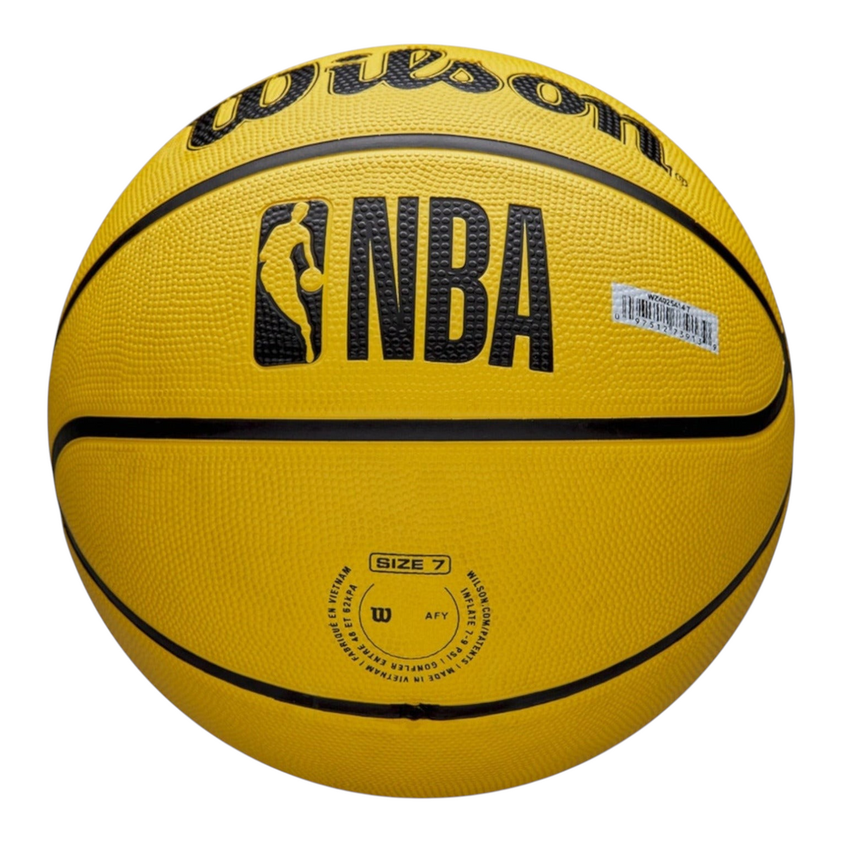Balón de básquetbol Wilson NBA Team Tribute Lakers talla 7 color amarillo con logo oficial de Radach Sports