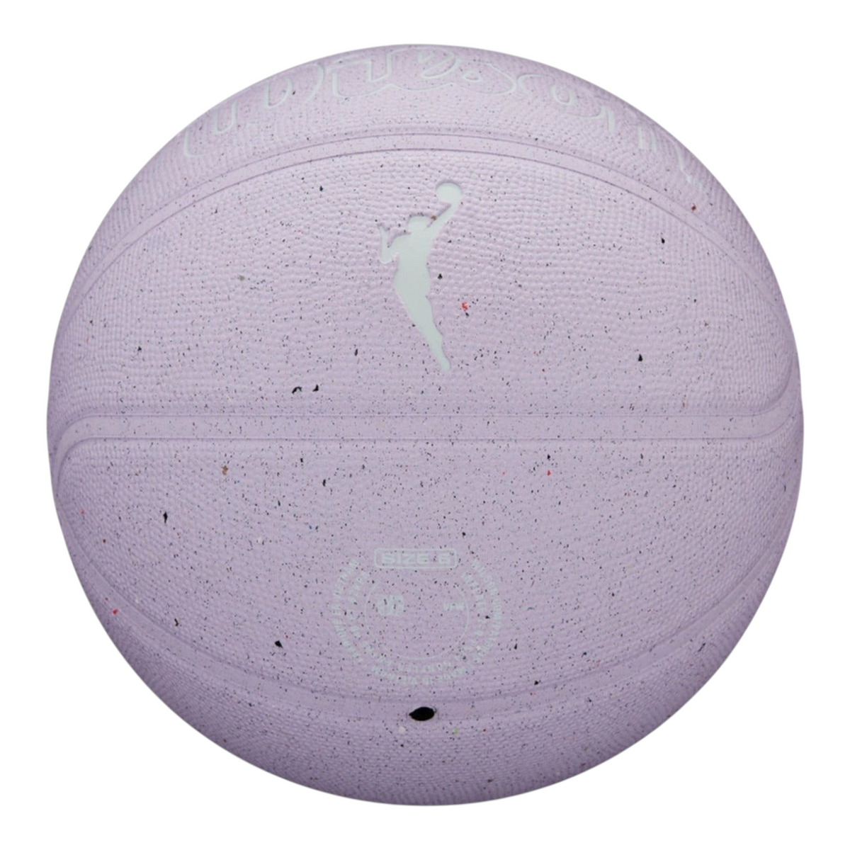 Balón de básquetbol Radach Sports Wilson WNBA Heir Eco talla 6 en color lila con textura moteada y logo oficial