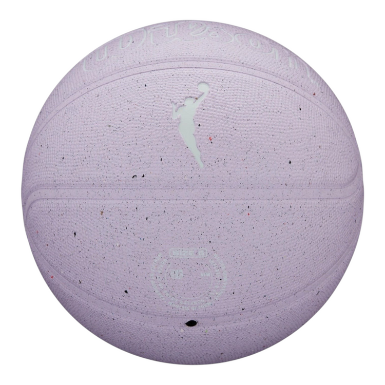 Balón de básquetbol Radach Sports Wilson WNBA Heir Eco talla 6 en color lila con textura moteada y logo oficial