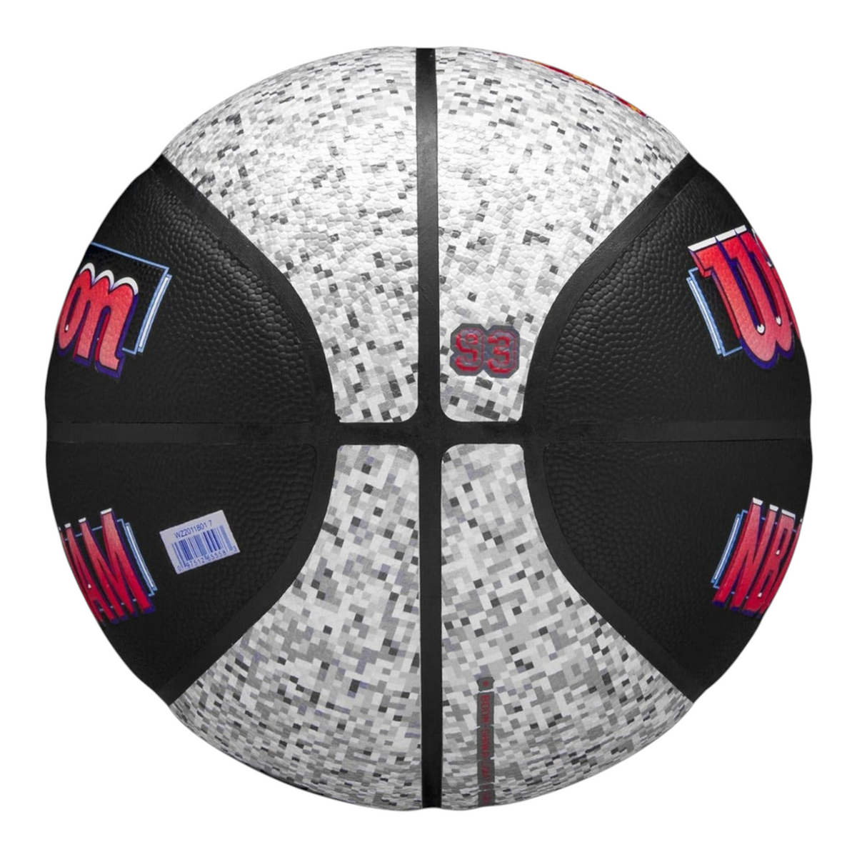 Balón de básquetbol Radach Sports Wilson NBA Jam tamaño 7 con diseño pixelado gris y negro para interior y exterior
