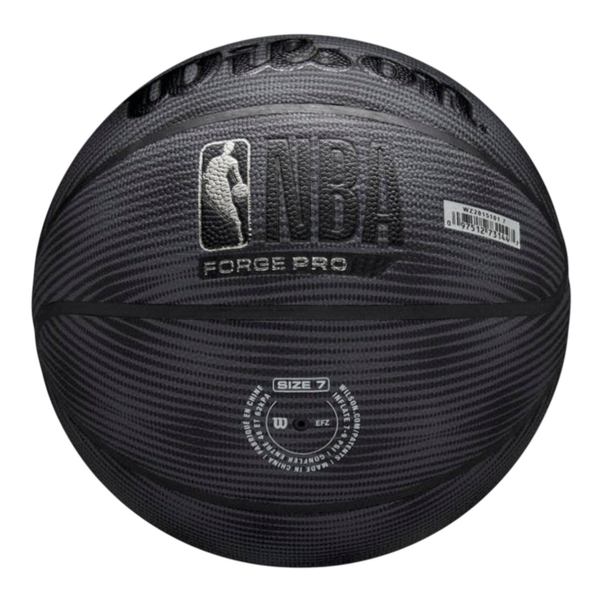 Balón de básquetbol Radach Sports Wilson NBA Forge Pro talla 7 color negro con diseño hexagonal y logo oficial