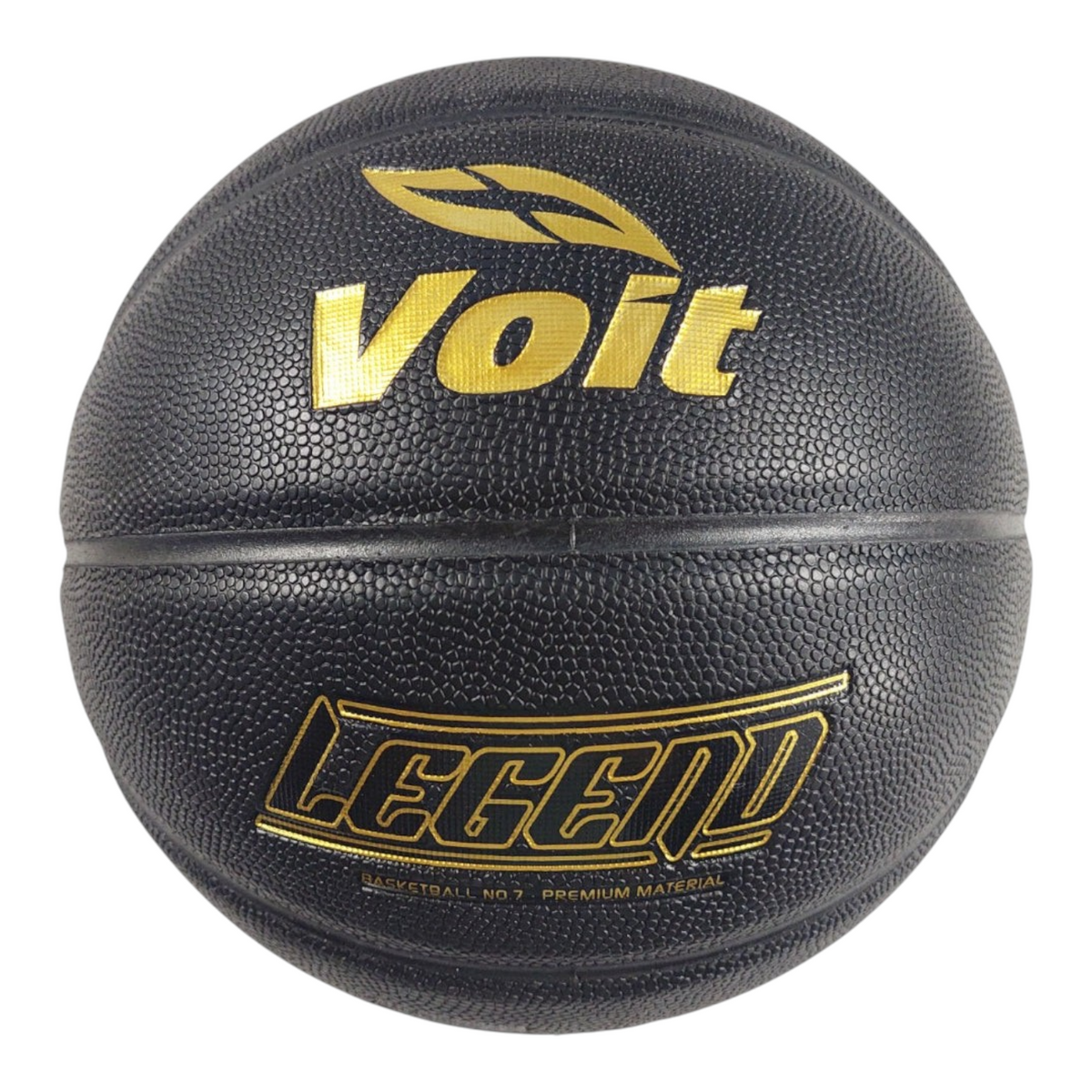 Balón de básquetbol número 7 Voit Legend color negro con detalles dorados, disponible en Radach Sports