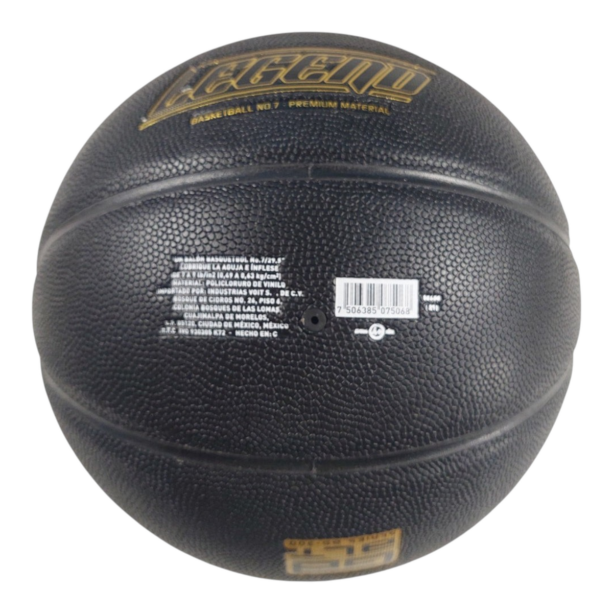 Balón de básquetbol Radach Sports Voit Legend número 7 en color negro con detalles y letras en dorado