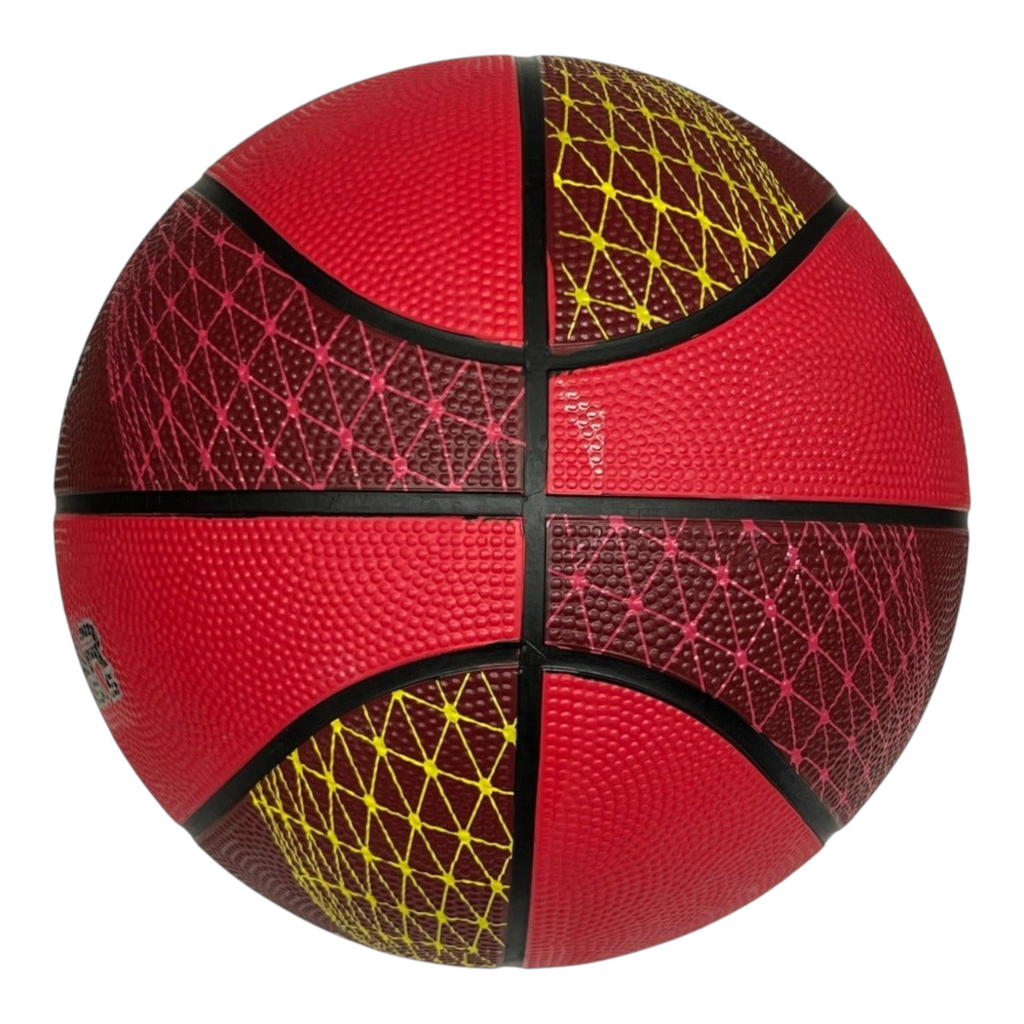 Balón de basquetbol Radach Sports Voit Stellar número 5 de hule rojo con diseño geométrico para niños