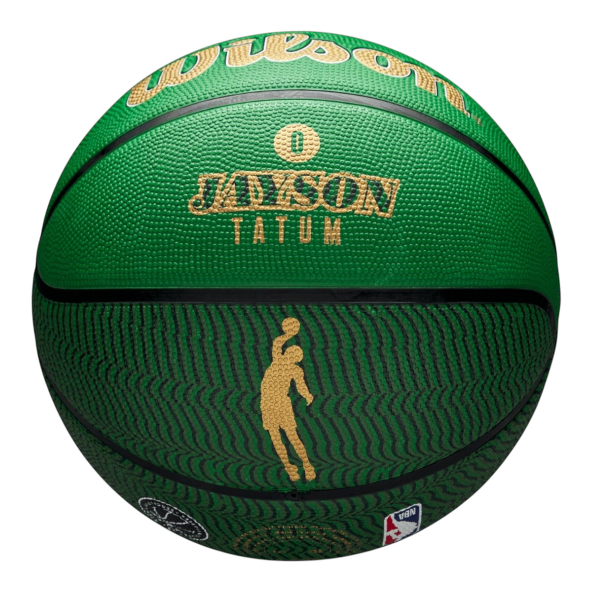 Balón de básquetbol Radach Sports Wilson NBA Jayson Tatum número 7, color verde con detalles dorados y textura