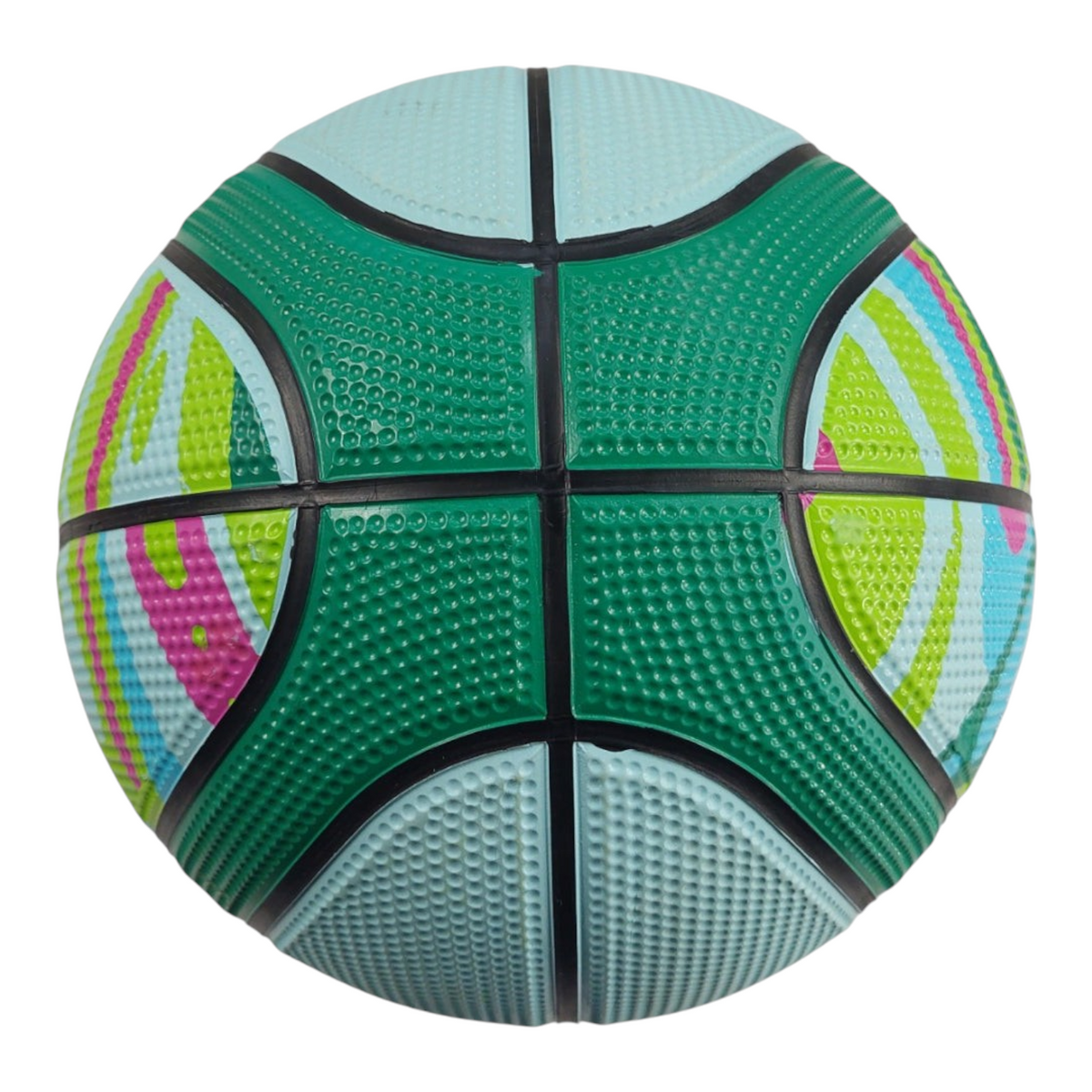Balón de básquetbol número 7 Voit Pivot de Radach Sports en color verde con diseño estampado y textura de hule