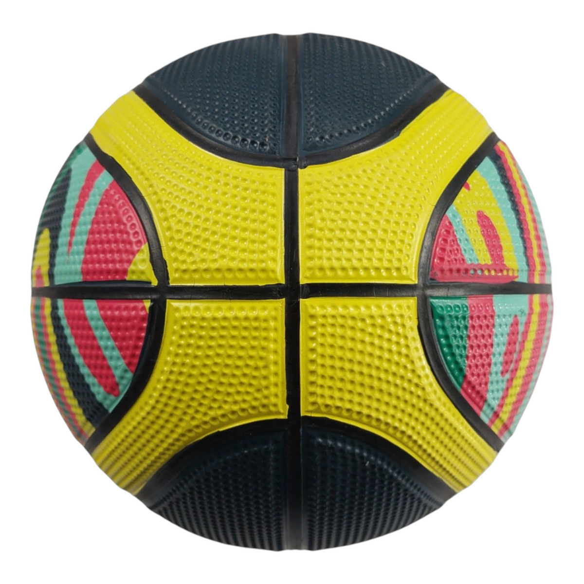 Balón de básquetbol Radach Sports Voit Pivot número 7 de hule con diseño multicolor y textura de gran agarre