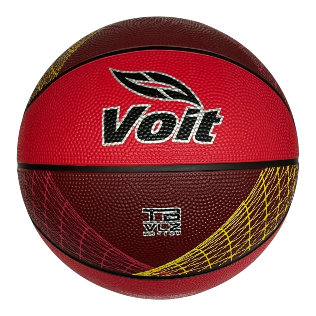 Balón de basquetbol Radach Sports Voit Stellar número 5 de hule en color rojo con detalles gráficos amarillos