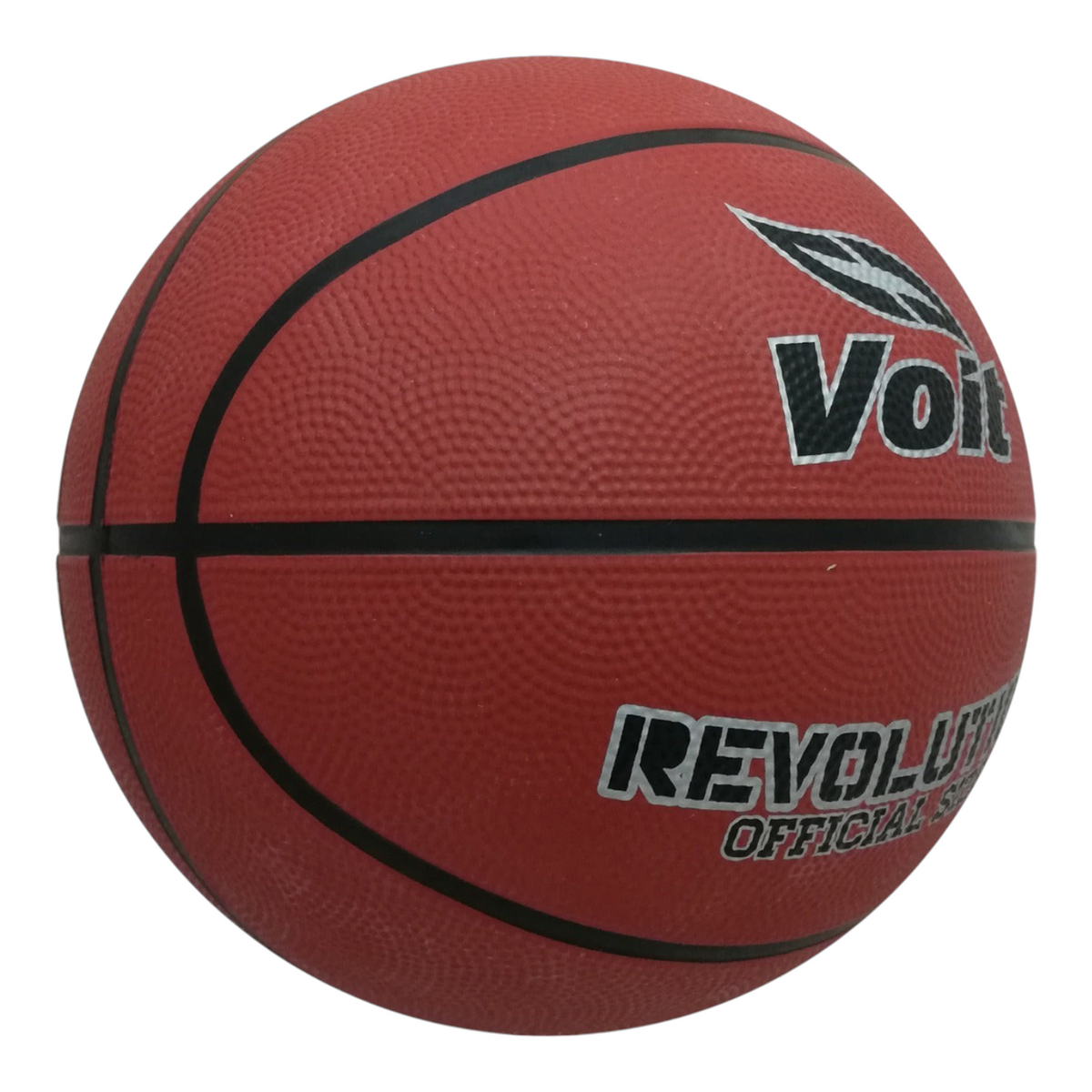 Balón de básquetbol Radach Sports Voit Revolution II número 7 en color rojo con textura de agarre y líneas negras