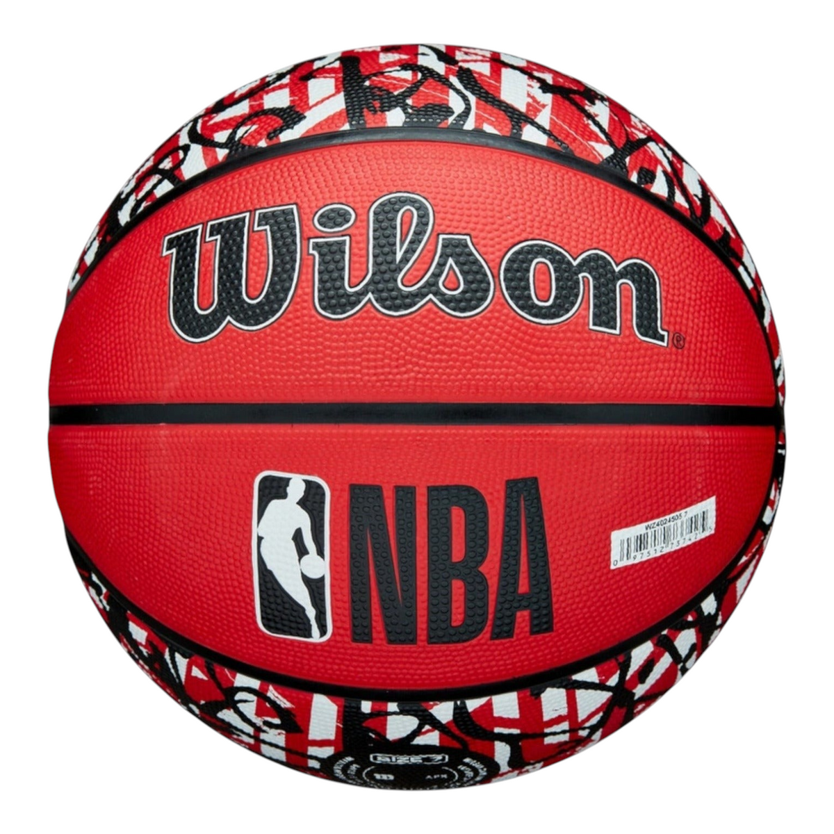 Balón de básquetbol Wilson NBA Team Graffiti Bulls talla 7 color rojo con diseño urbano de Radach Sports