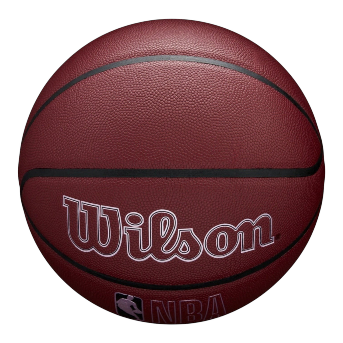 Balón de básquetbol Radach Sports Wilson NBA Forge Plus color granate con canales profundos y logo oficial
