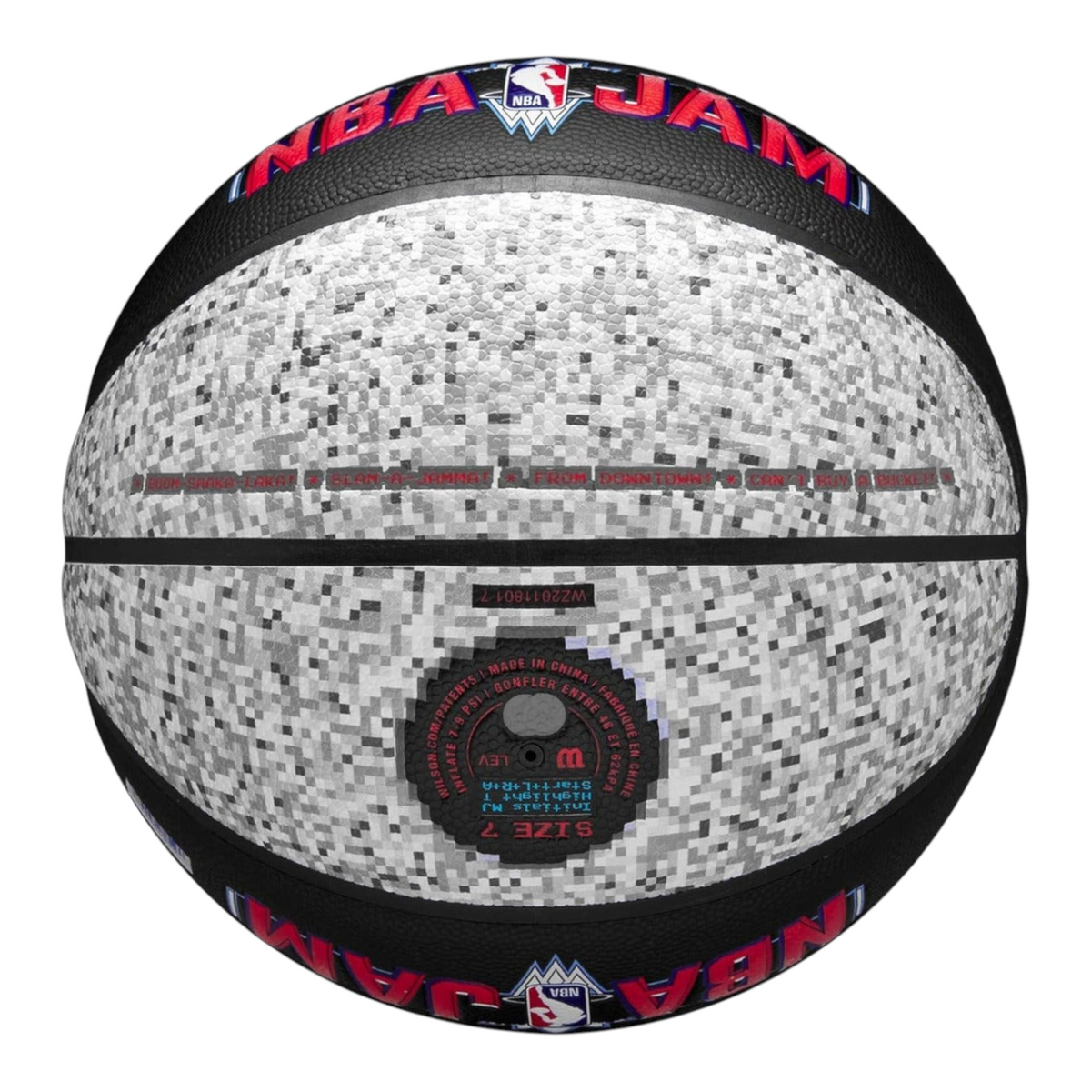 Balón de básquetbol Radach Sports Wilson NBA Jam tamaño 7 con diseño pixelado arcade para uso interior y exterior