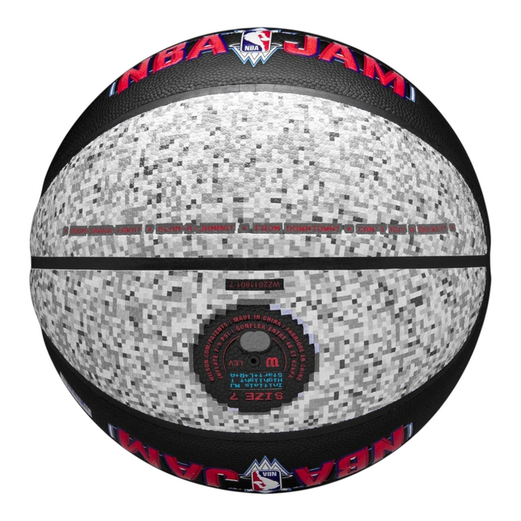 Balón de básquetbol Radach Sports Wilson NBA Jam tamaño 7 con diseño pixelado arcade para uso interior y exterior