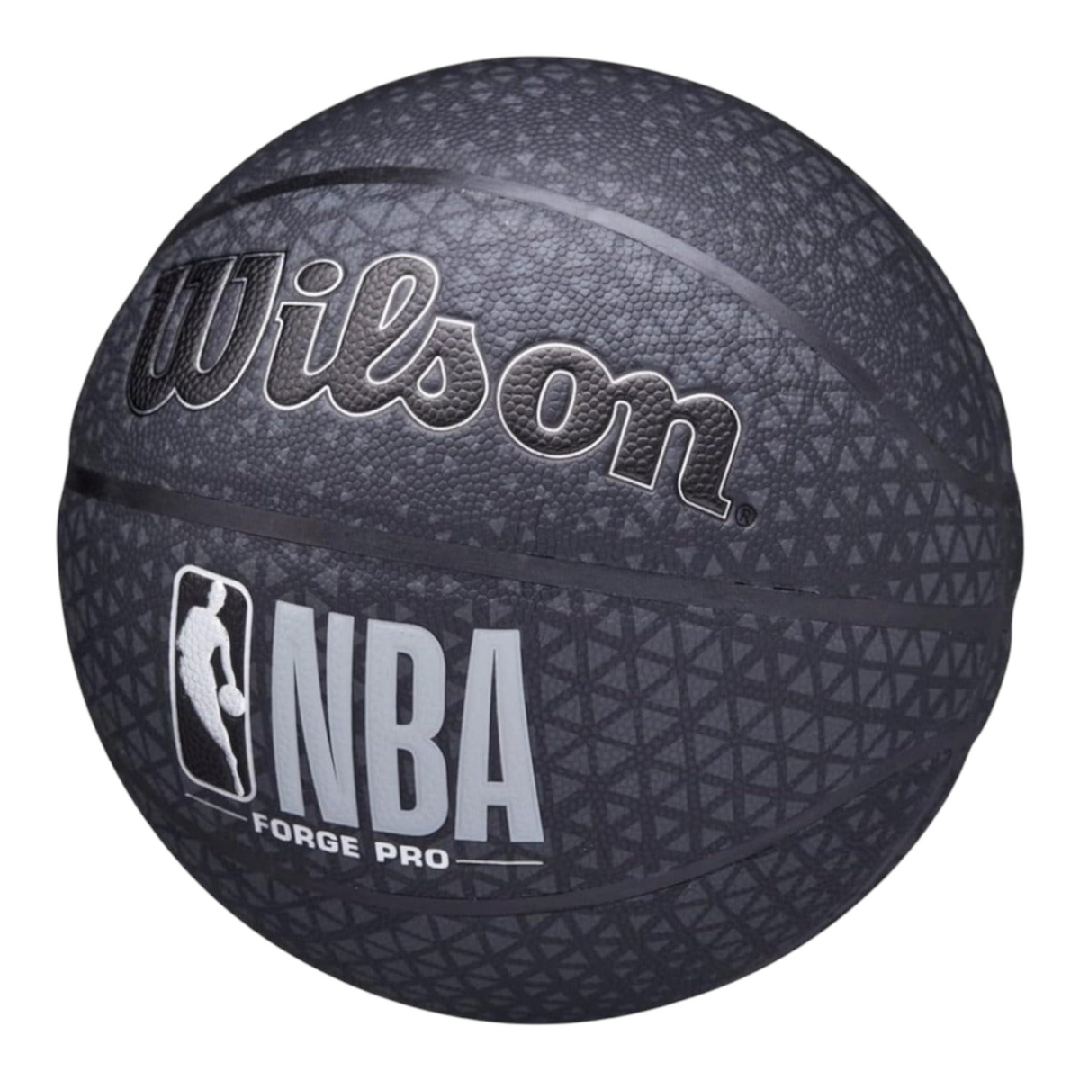Balón de baloncesto Wilson NBA Forge Pro negro con diseño estampado y textura de agarre profesional de Radach Sports