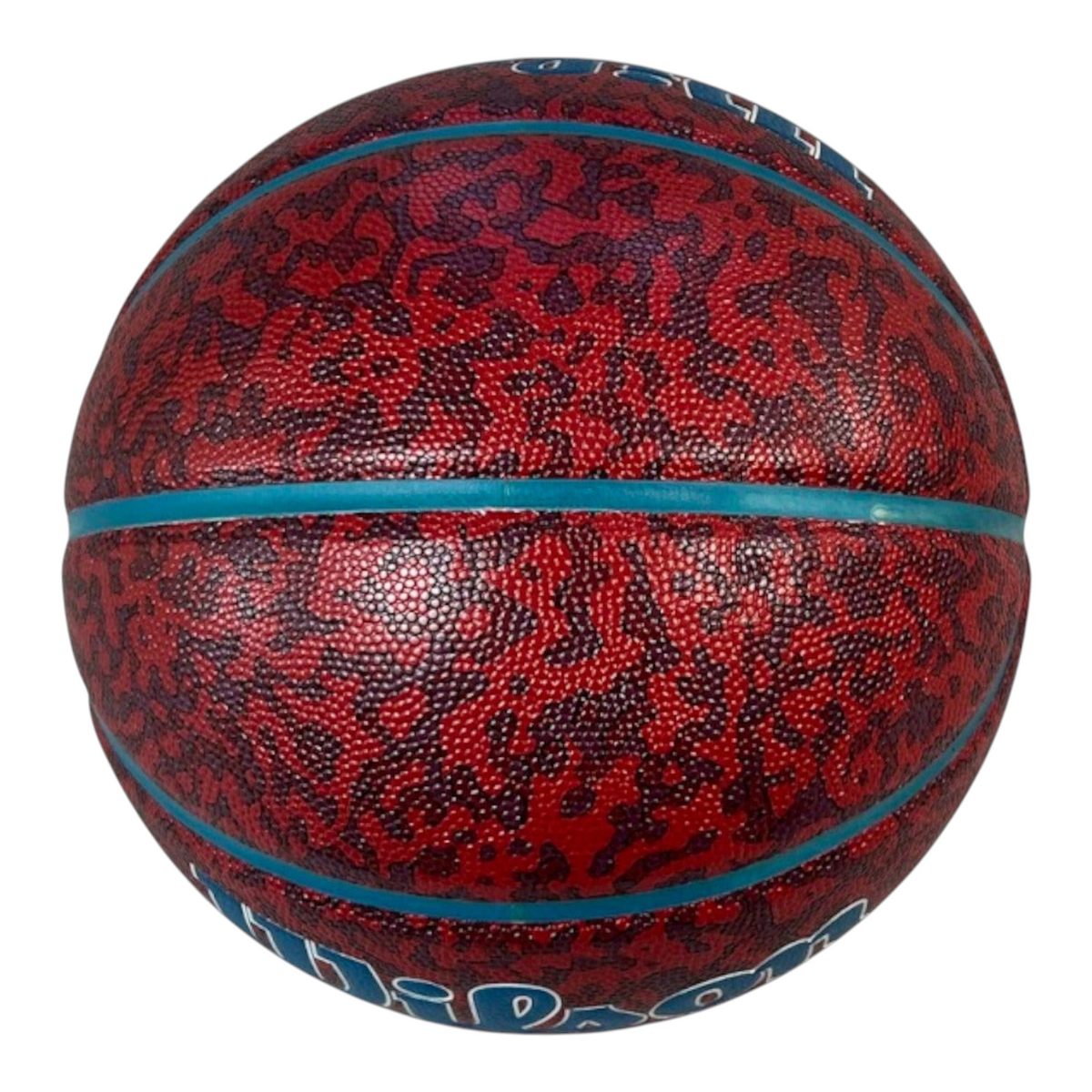 Balón de baloncesto Radach Sports Wilson NCAA Legend rojo con diseño estampado y canales de agarre profundos