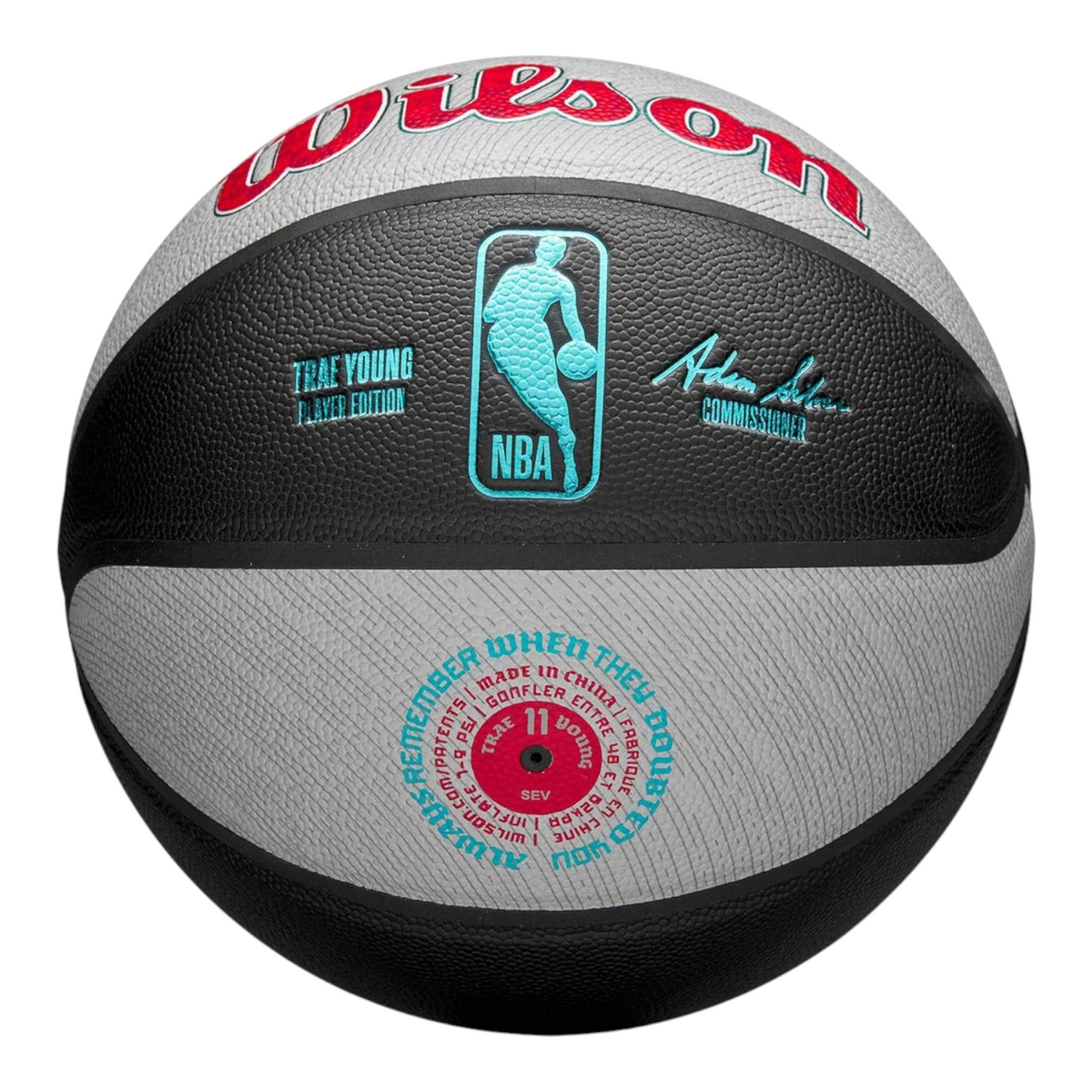 Balón de basquetbol Radach Sports Wilson x Trae Young edición limitada, tamaño 7 en colores negro y gris