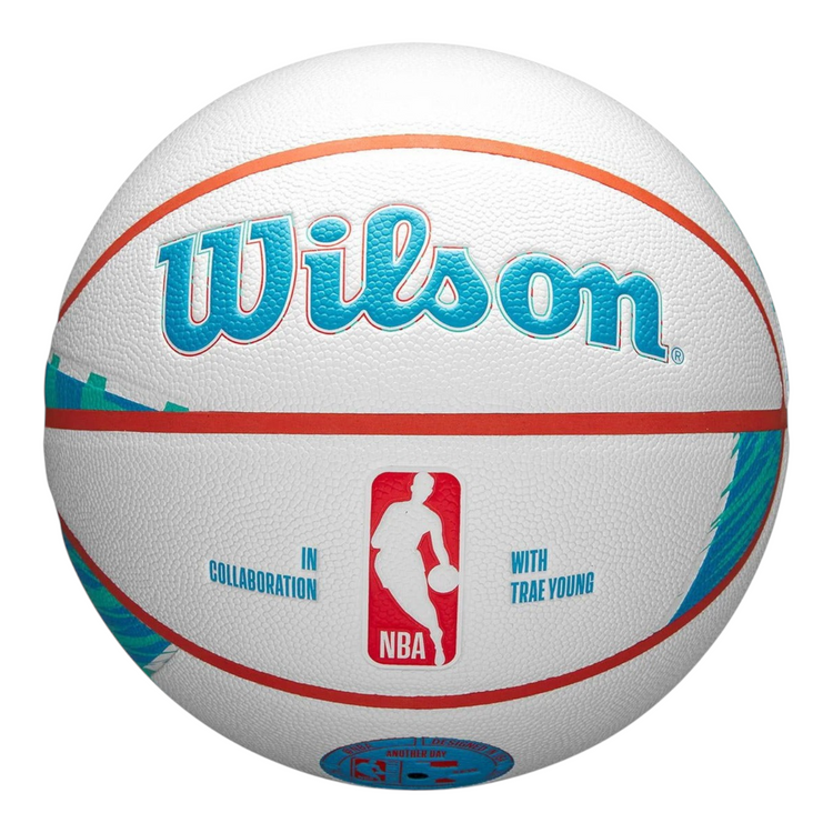 Balón de basquetbol Radach Sports Wilson x Trae Young edición limitada, color blanco, tamaño 7 para interior y exterior